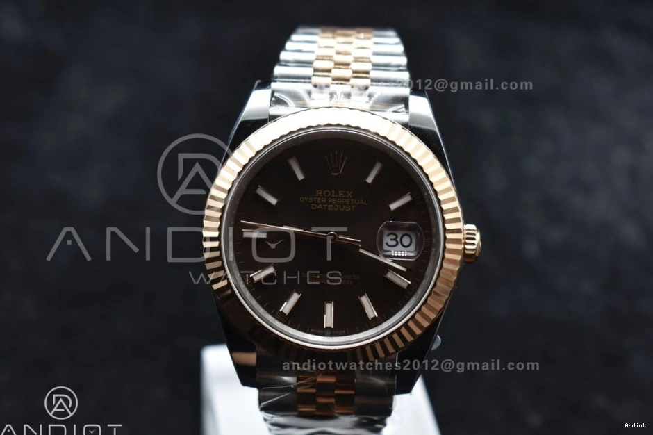 Best on RG 904L Steel Stick DateJust Edition Bracelet Brown SS Jubilee 41 1:1 Clean 126333 Dial VR3235 0601